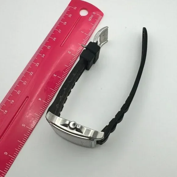 4/$100 Fossil Arkitekt FS-4143 Stainless Steel Watch Black Silicone Band
